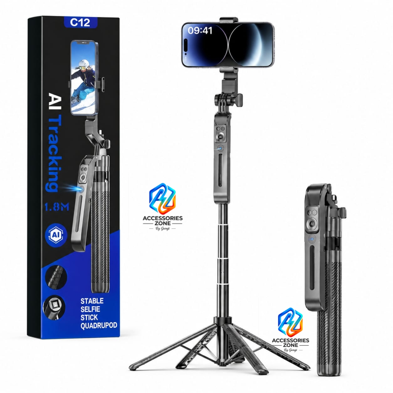 C12 Selfie Stick- A.i Face Tracking
