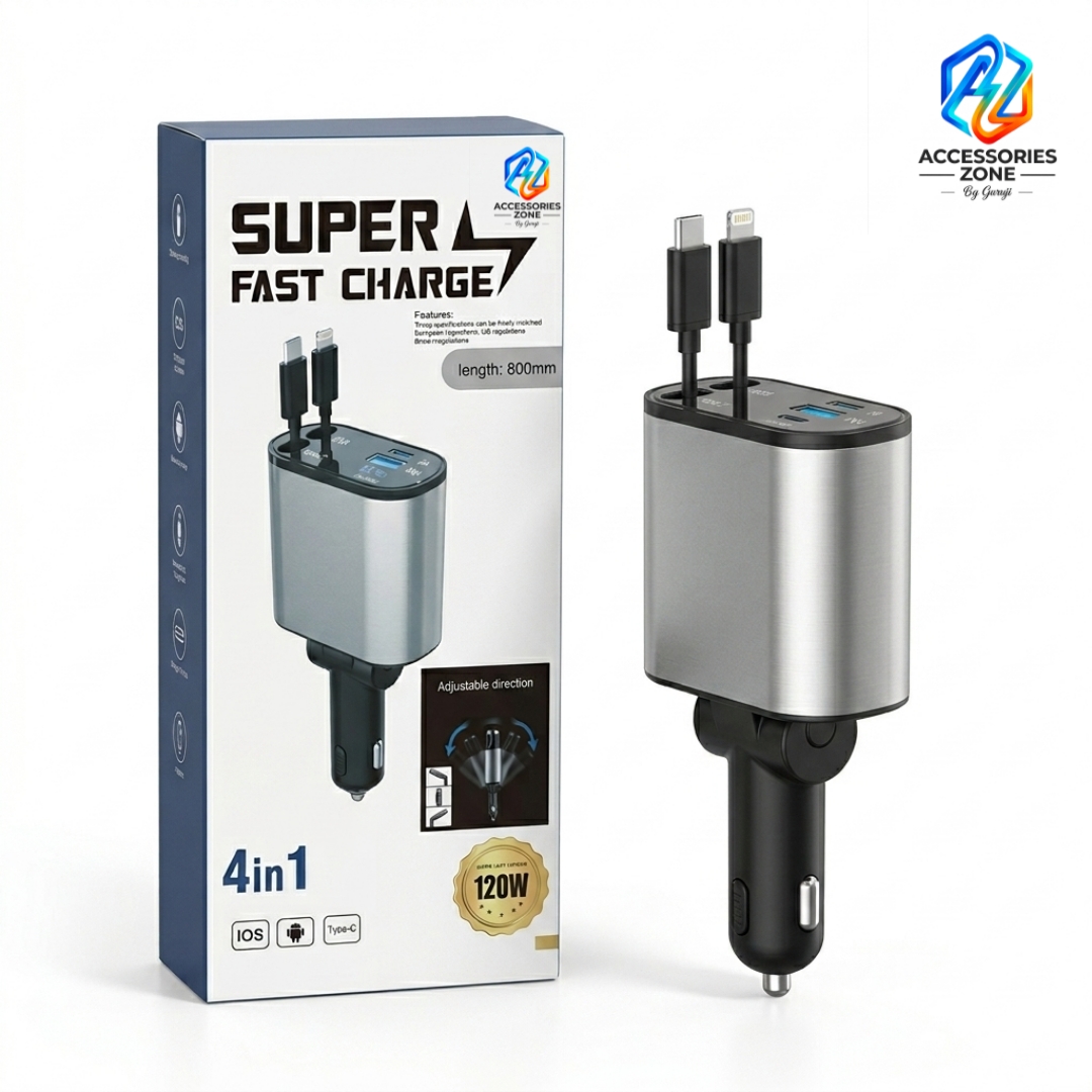 4-IN-1 Car Charger 120W Fast Charge